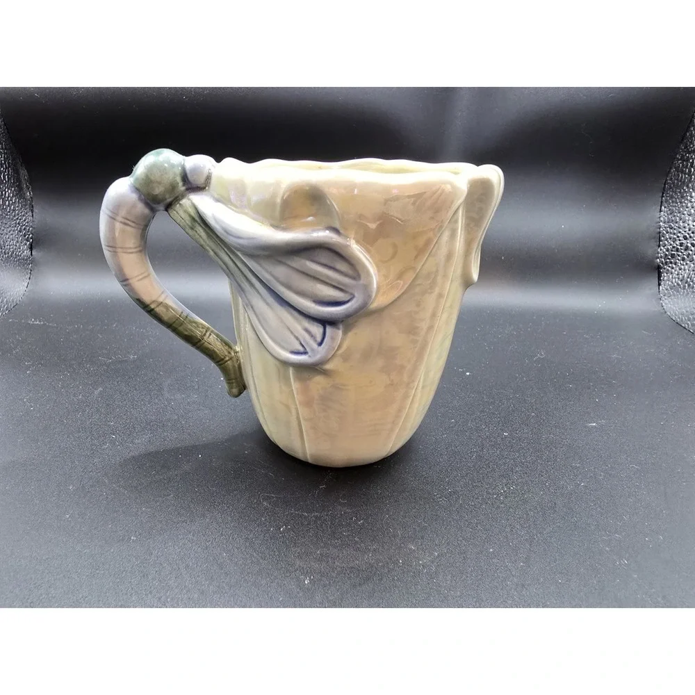 Fitz and Floyd Iridescent Cup With Dragonfly‎ Handle